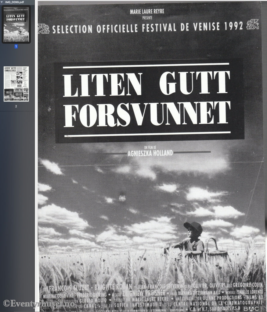 Download: Liten Gutt Forsvunnet. Unik Brosjyre På 2 Sider Med Norsk Tekst (Vaskeseddel). Digital Fil