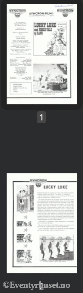 Download: Lucky Luke. Unik Brosjyre På 2 Sider Med Norsk Tekst (Vaskeseddel). Digital Fil I