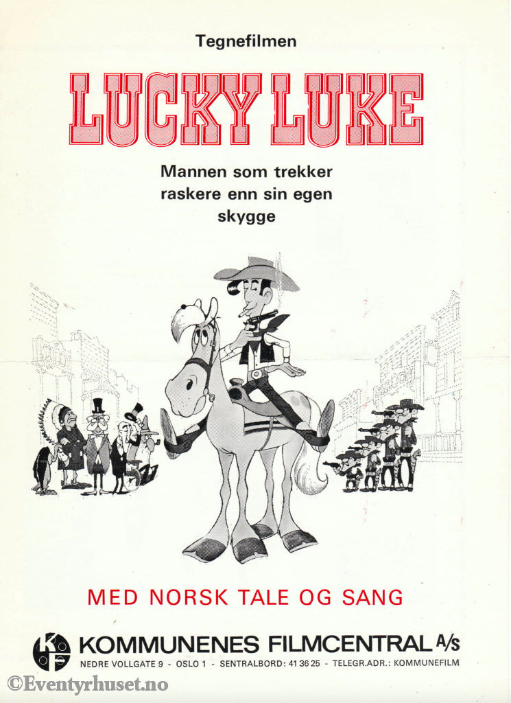 Download: Lucky Luke. Unik Brosjyre På 4 Sider Med Norsk Tekst (Vaskeseddel). Digital Fil I