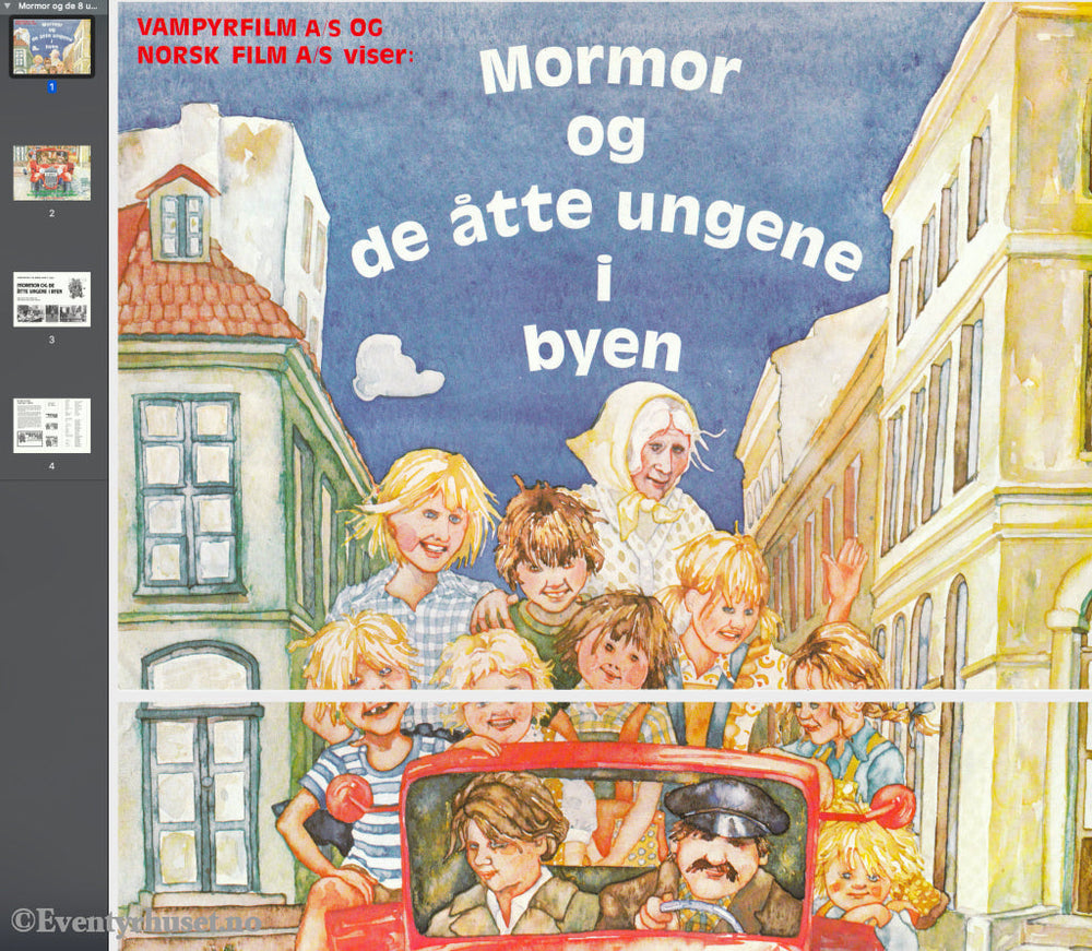 Download: Mormor Og De Åtte Ungene I Byen. Unik Brosjyre På 4 Sider Med Norsk Tekst (Vaskeseddel).