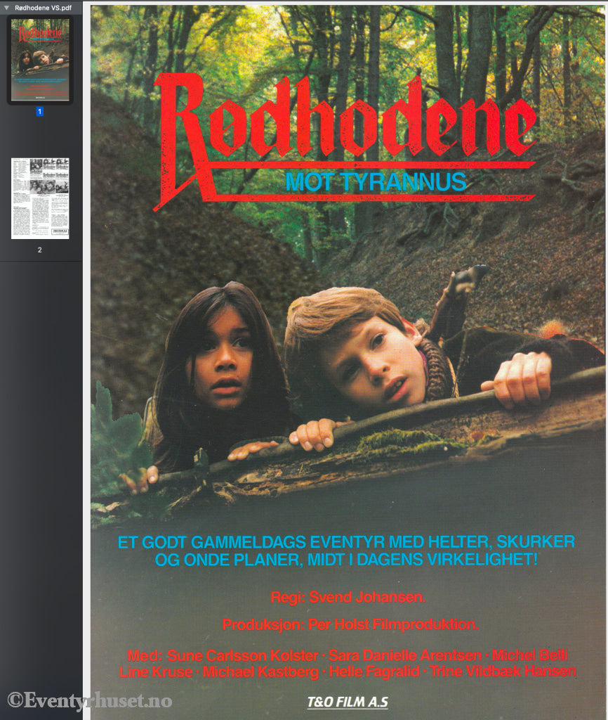Download: Rødhodene Mot Tyrannus. Unik Brosjyre På 2 Sider Med Norsk Tekst (Vaskeseddel). Digital