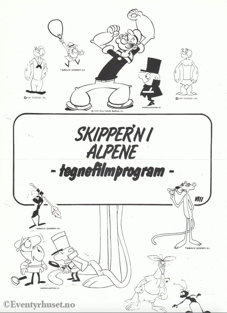Download: Skipper´n I Alpene - Tegnefilmprogram. Unik Brosjyre På 2 Sider Med Norsk Tekst