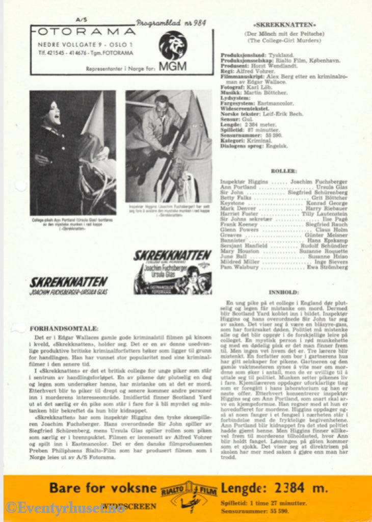 Download: Skrekknatten. Unik Brosjyre På 1 Side Med Norsk Tekst (Vaskeseddel). Digital Fil I