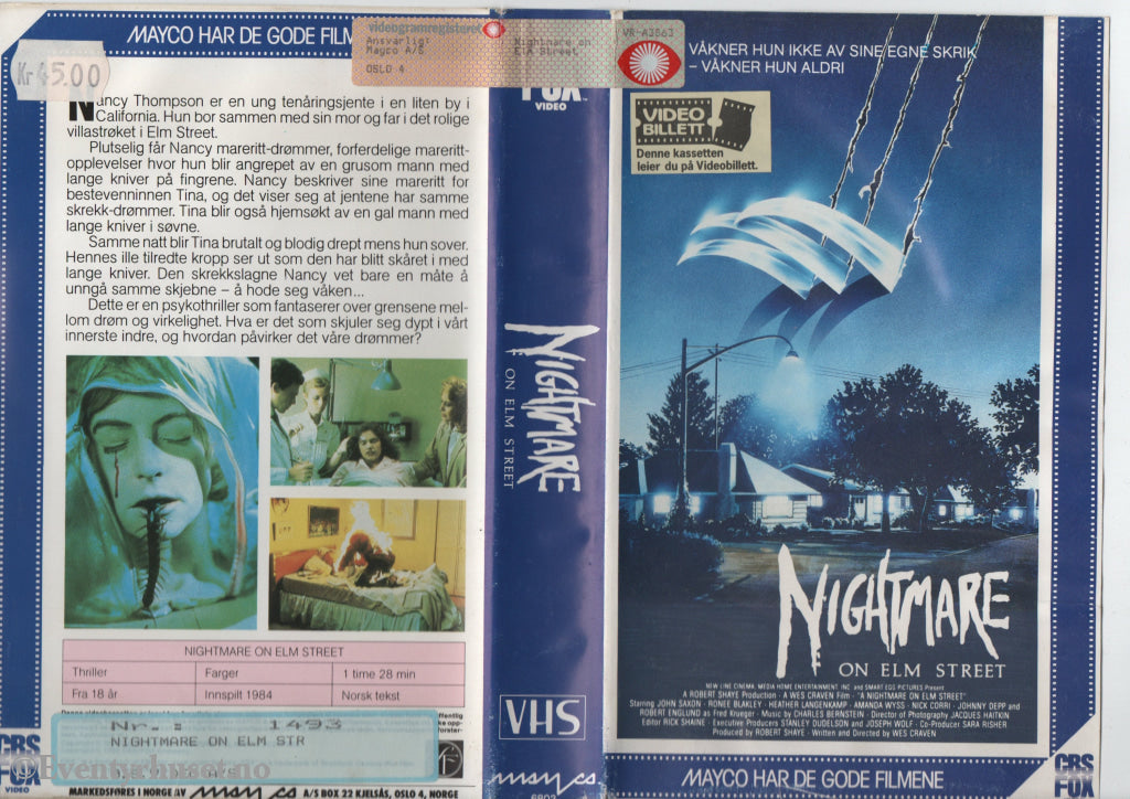 Download / Stream: A Nightmare On Elm Street. 1984. VHS Big Box. Norwegian subtitles. VHS