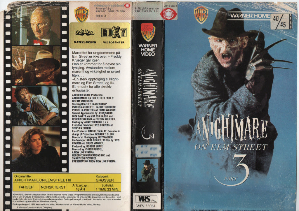 Download / Stream: A Nightmare On Elm Street. Vol. 3. 1988. VHS Big Box. Norwegian subtitles. VHS