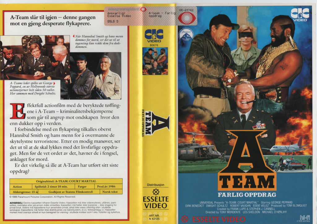 Download / Stream: A-team - Farlig oppdrag. 1986. VHS Big Box. Norwegian subtitles. VHS