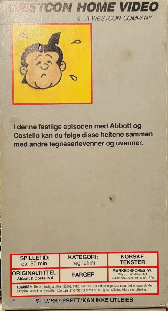 Download / Stream: Abbott & Costello (Helan & Halvan). Vol. 4. VHS slipcase. Norwegian subtitles. VHS