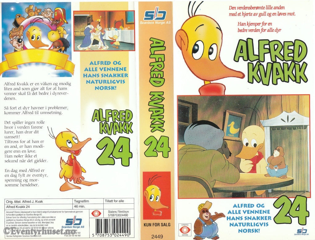Download / Stream: Alfred Kvakk. Vol. 24. (Alfred J. Kvak). Vhs. Norwegian Dubbing. Stream Vhs