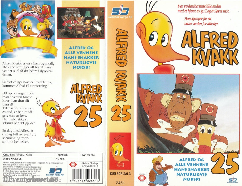 Download / Stream: Alfred Kvakk. Vol. 25. (Alfred J. Kvak). Vhs. Norwegian Dubbing. Stream Vhs