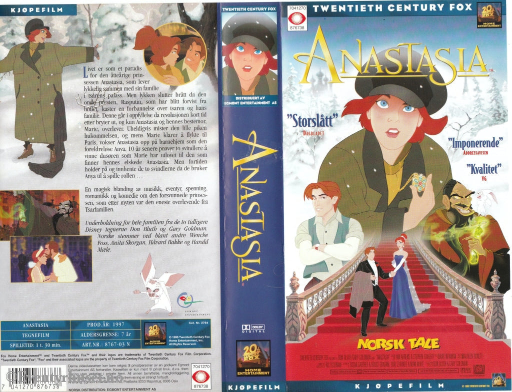Download / Stream: Anastasia. 1997. Vhs. Norwegian Dubbing. Vhs