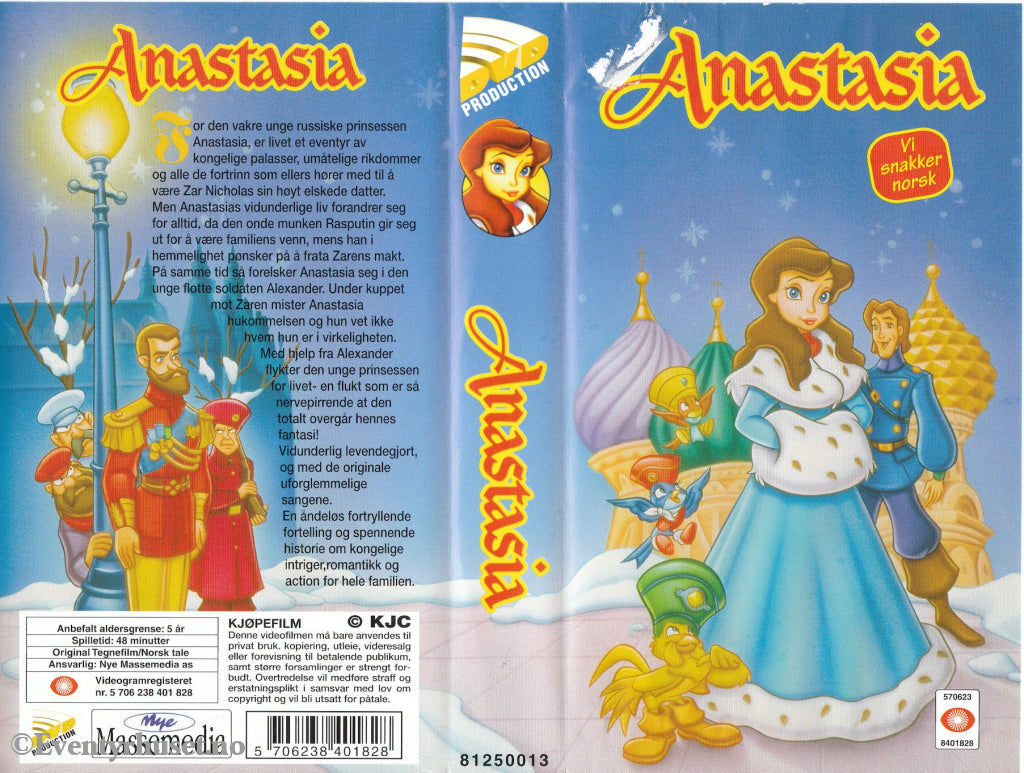 Download / Stream: Anastasia. Vhs. Norwegian Dubbing. Vhs