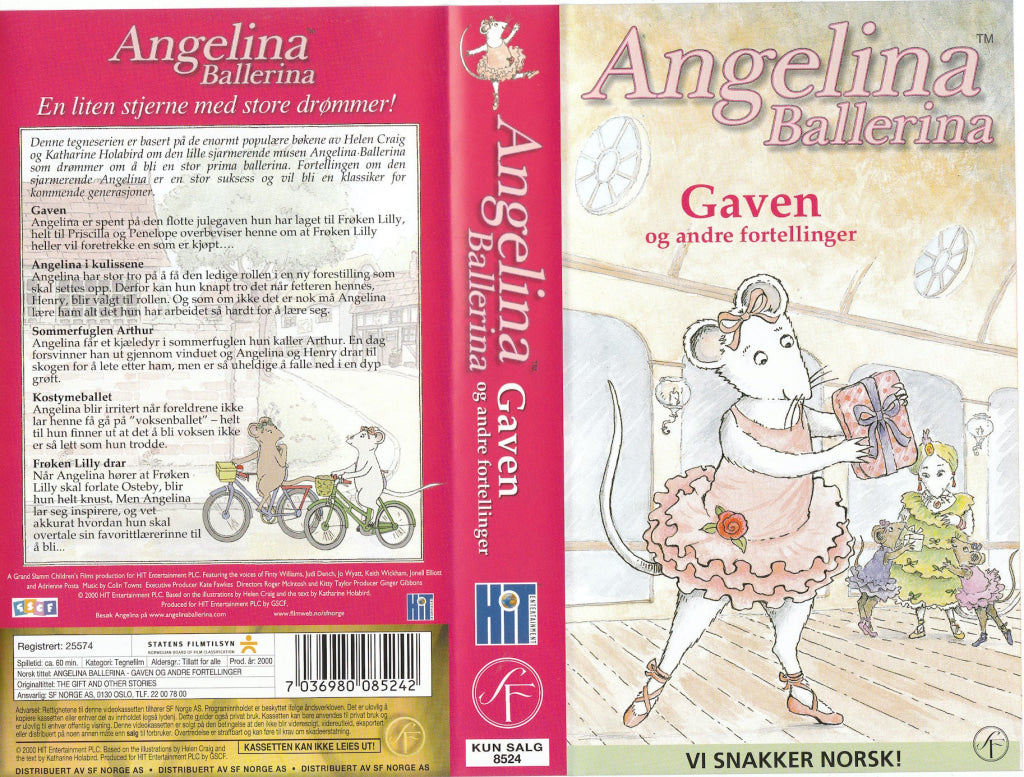Download / Stream: Angelina Ballerina. Gaven Og Andre Fortellinger. 2000. Vhs. Norwegian Dubbing.