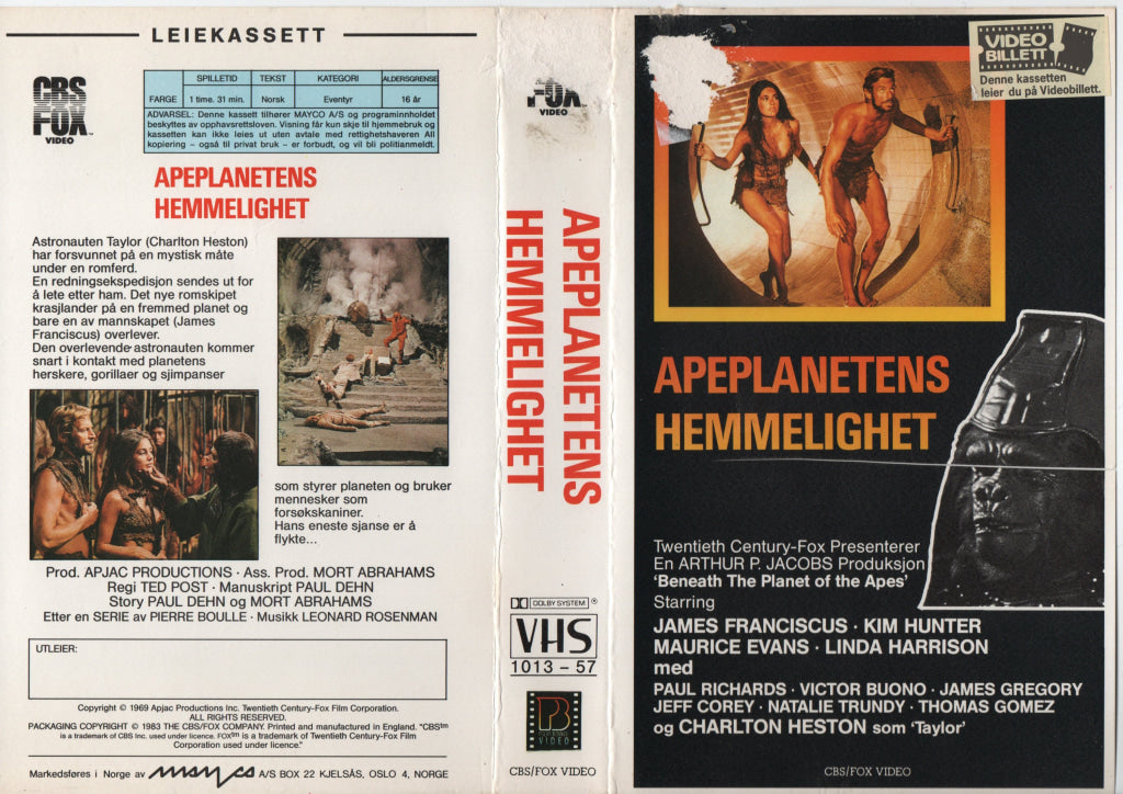 Download / Stream: Apeplanetens hemmelighet. 1969/83. VHS Big Box. Norwegian subtitles. VHS