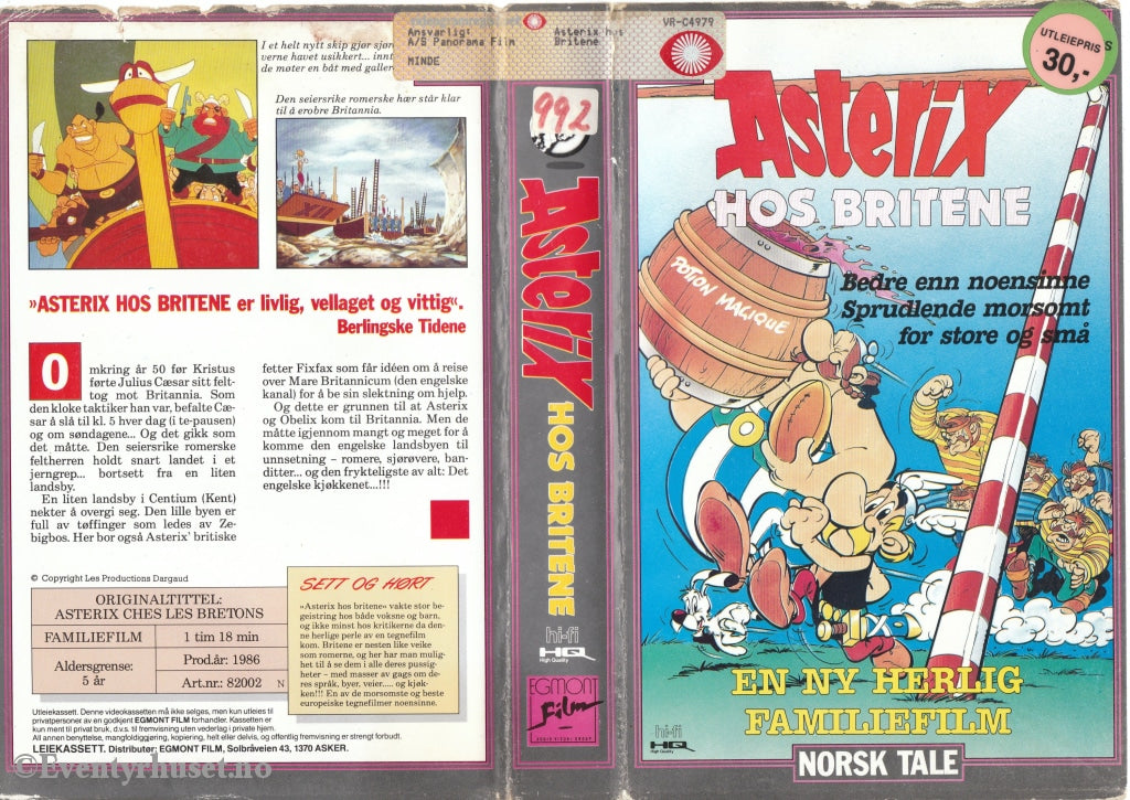 Download / Stream: Asterix Hos Britene (Asterix In Britain). 1986. Vhs Big Box. Norwegian Dubbing.