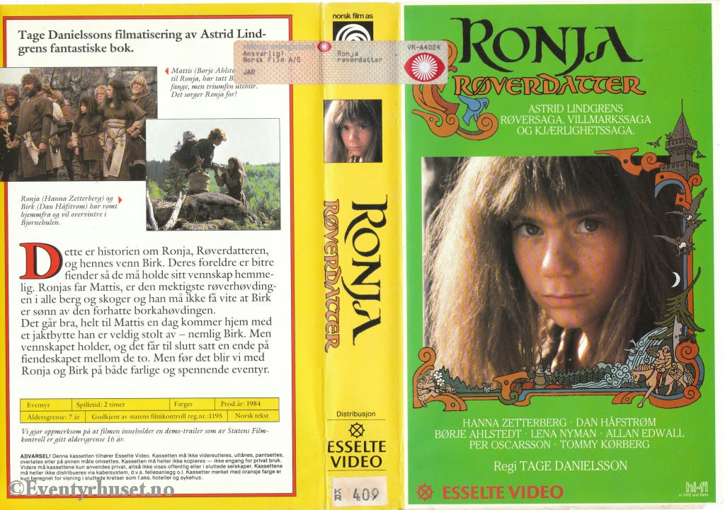 Download / Stream: Astrid Lindgren. Ronja Røverdatter. 1984. Vhs Big Box. Norwegian Subtitles.