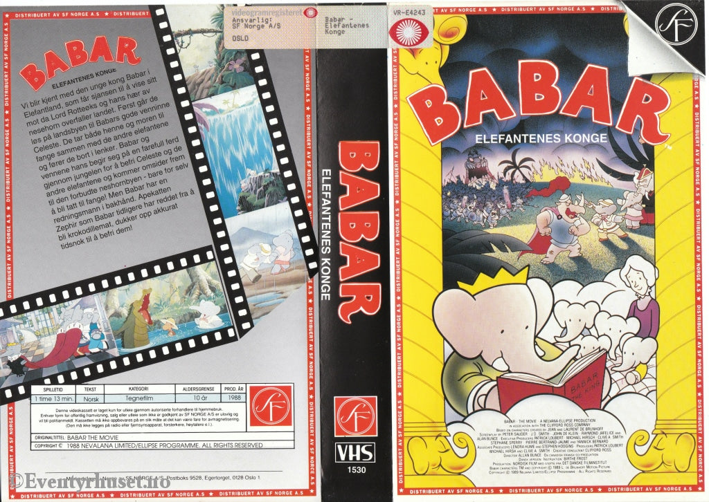Download / Stream: Babar - Elefantenes Konge (Babar The Movie). 1988. Vhs Big Box. Norwegian