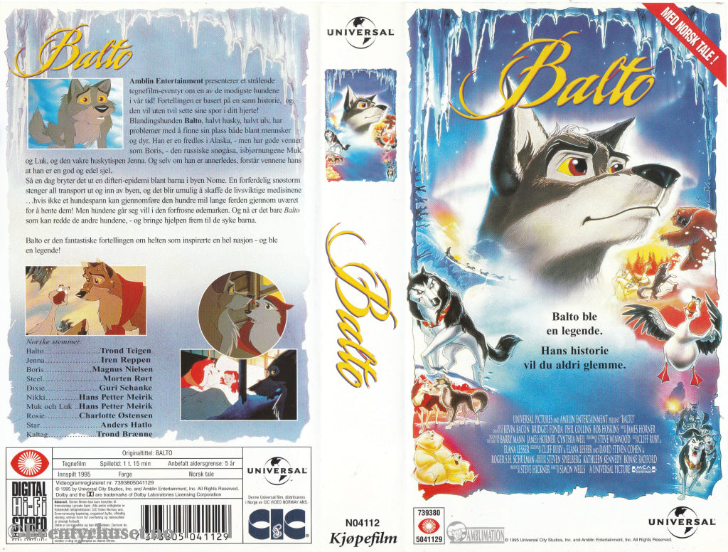 Download / Stream: Balto. 1995. VHS SB. Norwegian dubbing. VHS