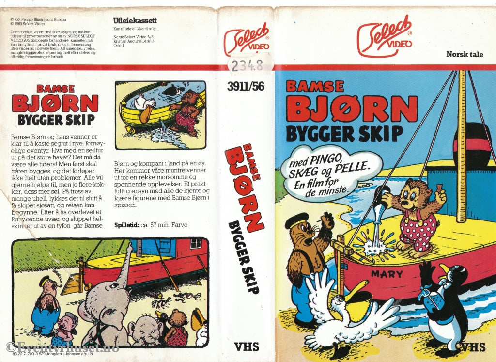 Download / Stream: Bamse Bjørn Bygger Skip (Rasmus Klump). 1983. Vhs. Norwegian Dubbing. Stream Vhs