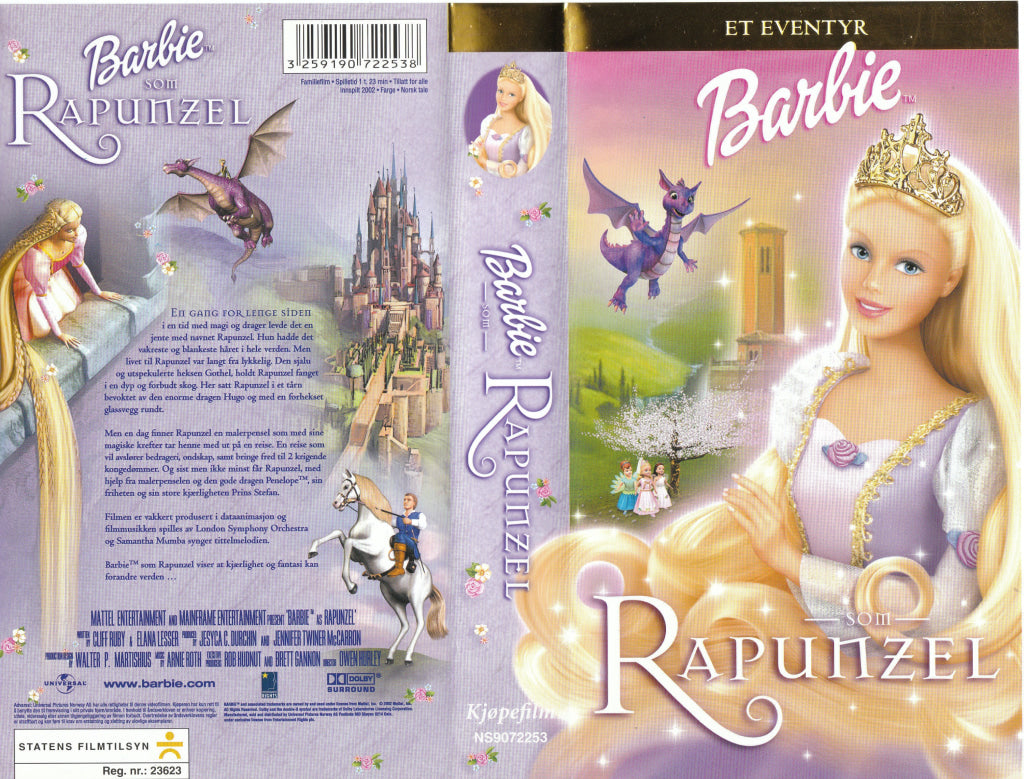 Download / Stream: Barbie som Rapunzel. VHS SB. Norwegian dubbing. VHS
