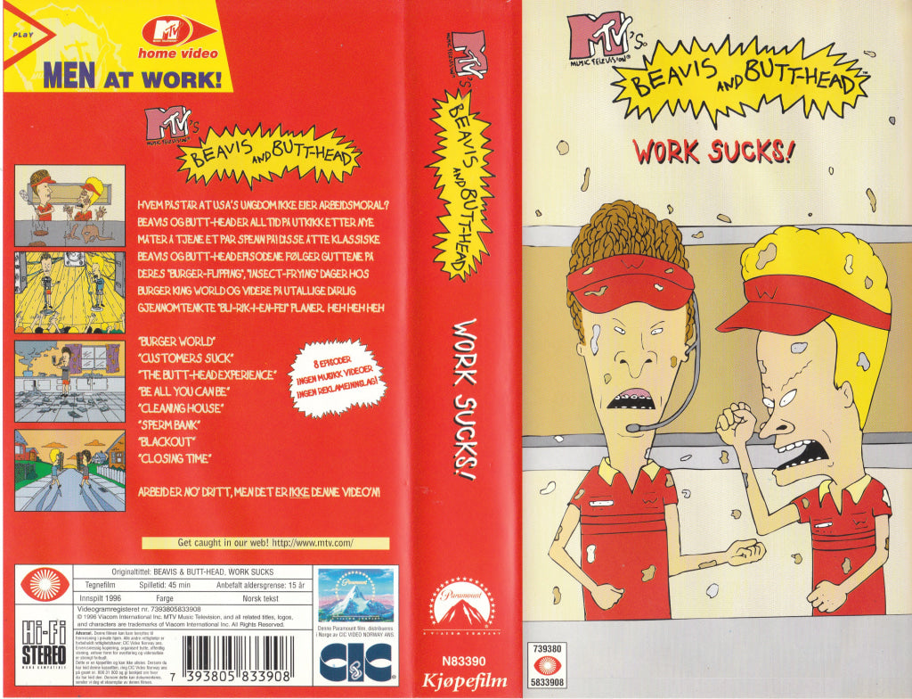 Download / Stream: Beavis and Butt-Head. Work sucks! 1996. VHS SB. Norwegian subtitles. VHS