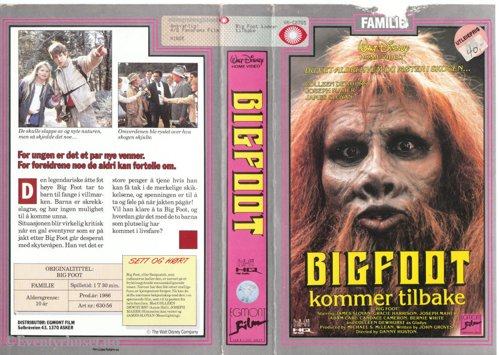 Download / Stream: Bigfoot Kommer Tilbake. 1986. Vhs Big Box. Norwegian Subtitles.