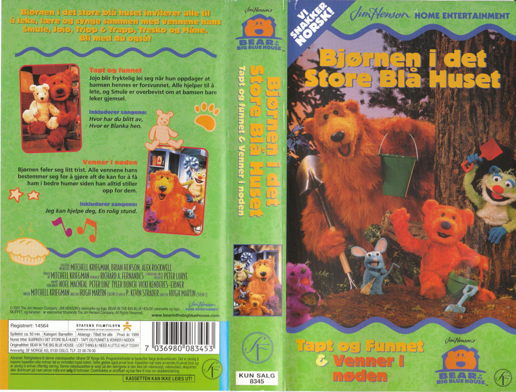 Download / Stream: Bjørnen i det Store Blå Huset. Tapt og funnet & Venner i nøden. 1999. VHS SB. Norwegian dubbing. VHS