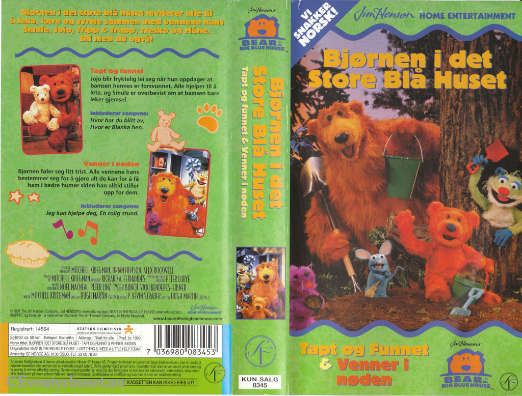 Download / Stream: Bjørnen i det Store Blå Huset. Tapt og funnet & Venner i nøden. 1999. VHS SB. Norwegian dubbing. VHS