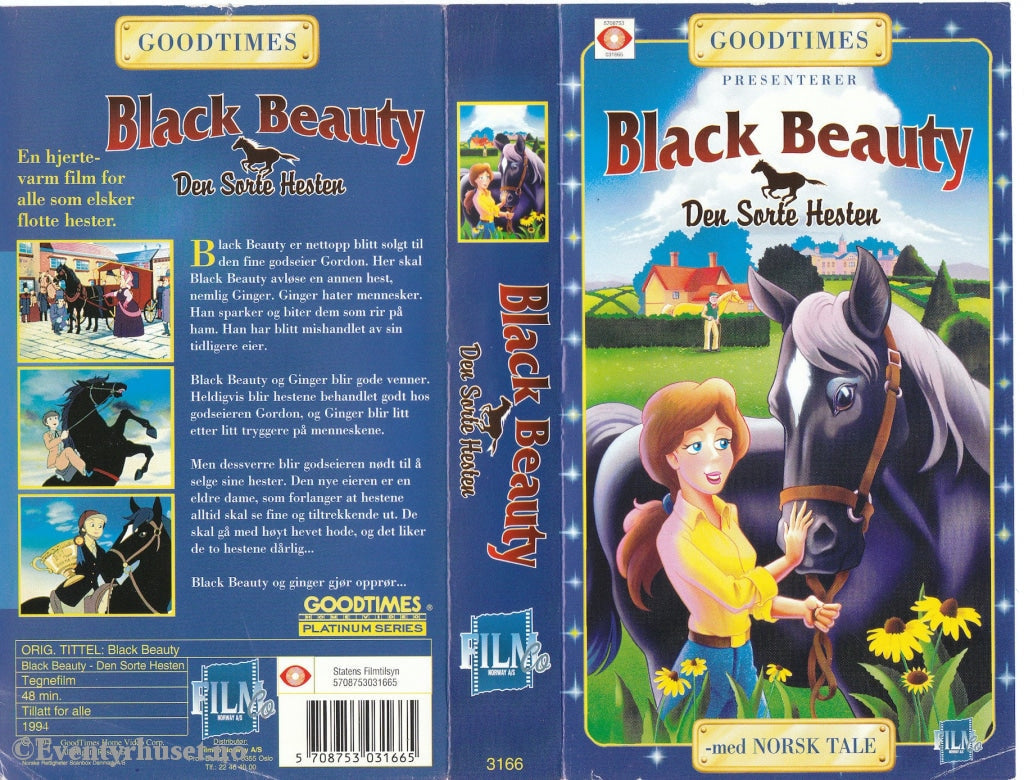 Download / Stream: Black Beauty - Den Sorte Hesten (Goodtimes Presenterer). 1994. Vhs. Norwegian