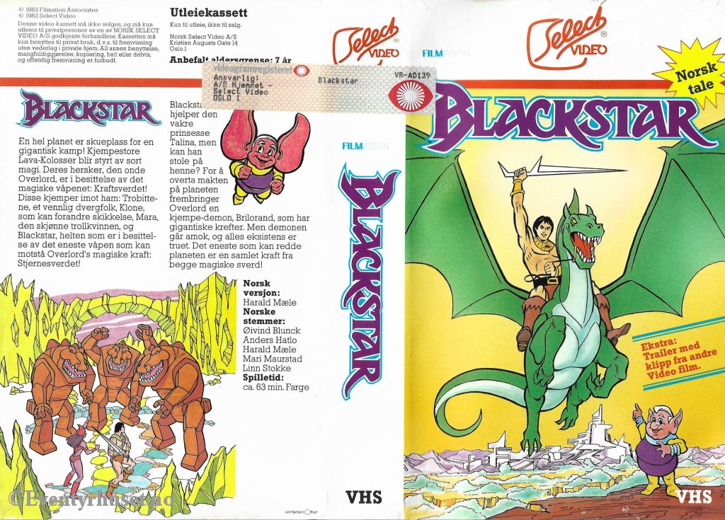 Download / Stream: Blackstar. 1983. Vhs. Norwegian Dubbing. Stream Vhs