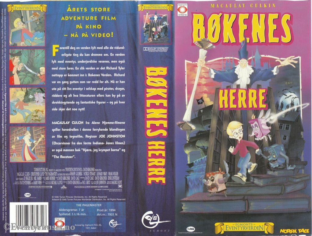 Download / Stream: Bøkenes Herre (The Pagemaster). 1994. Vhs. Norwegian Dubbing. Vhs
