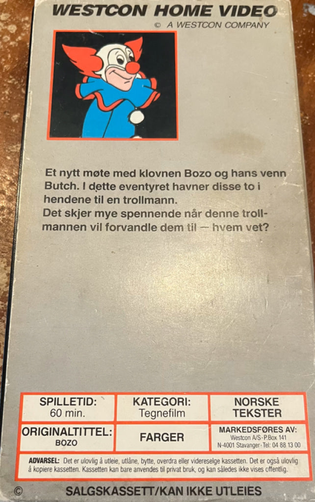 Download / Stream: Bozo. Vol. 1. VHS SB slipcase. Norwegian subtitles. VHS