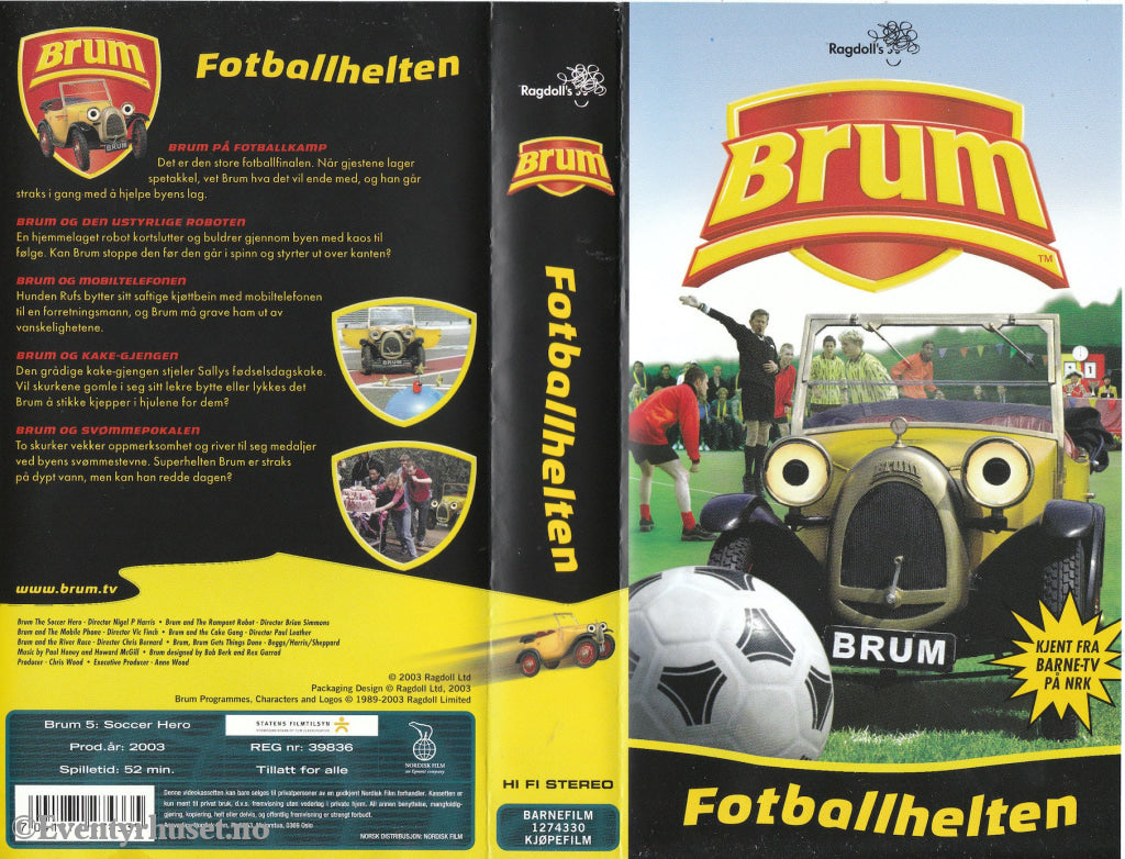 Download / Stream: Brum - Fotballhelten (Nrk Barne-Tv). 2003. Vhs. Norwegian Dubbing. Vhs