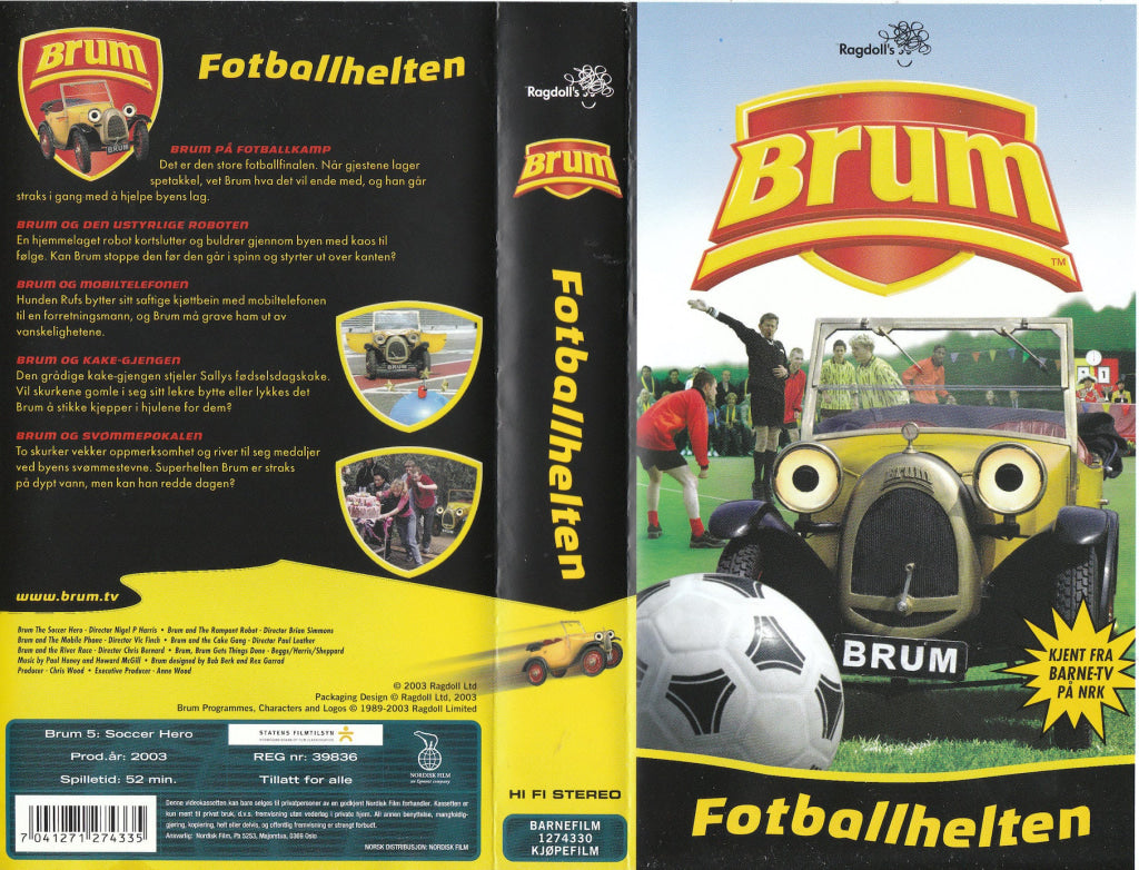 Download / Stream: Brum - Fotballhelten (Nrk Barne-Tv). 2003. Vhs. Norwegian Dubbing. Vhs