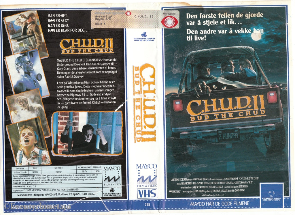 Download / Stream: C.h.u.d Ii. 1988. Vhs Big Box. Norwegian Subtitles.