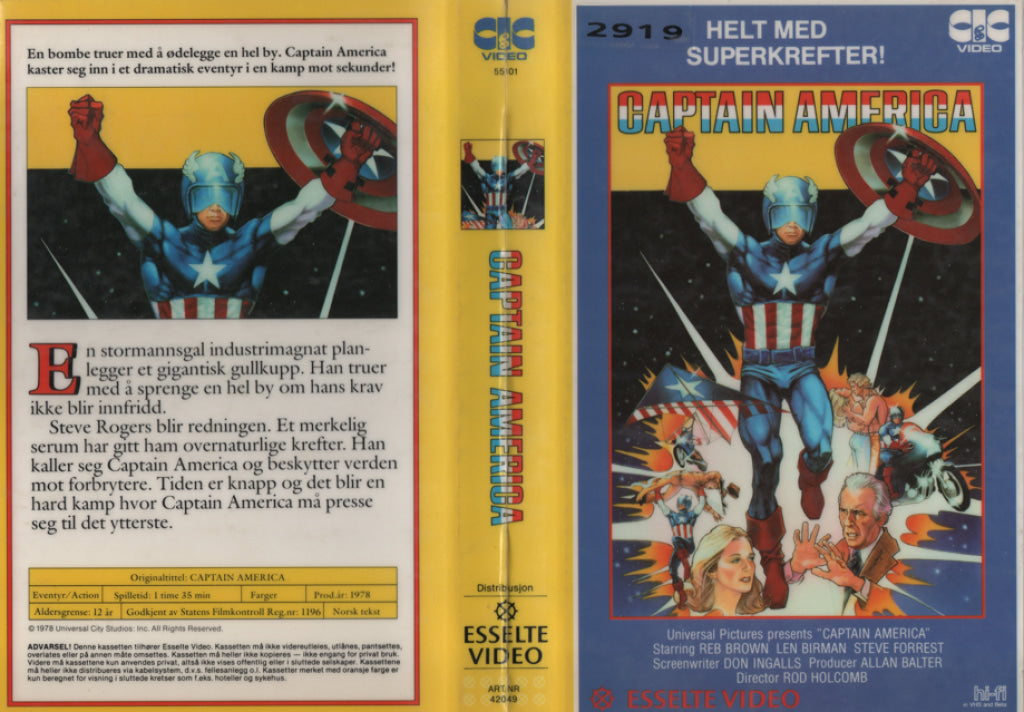 Download / Stream: Captain America. 1978. Vhs Big Box. Norwegian Subtitles.