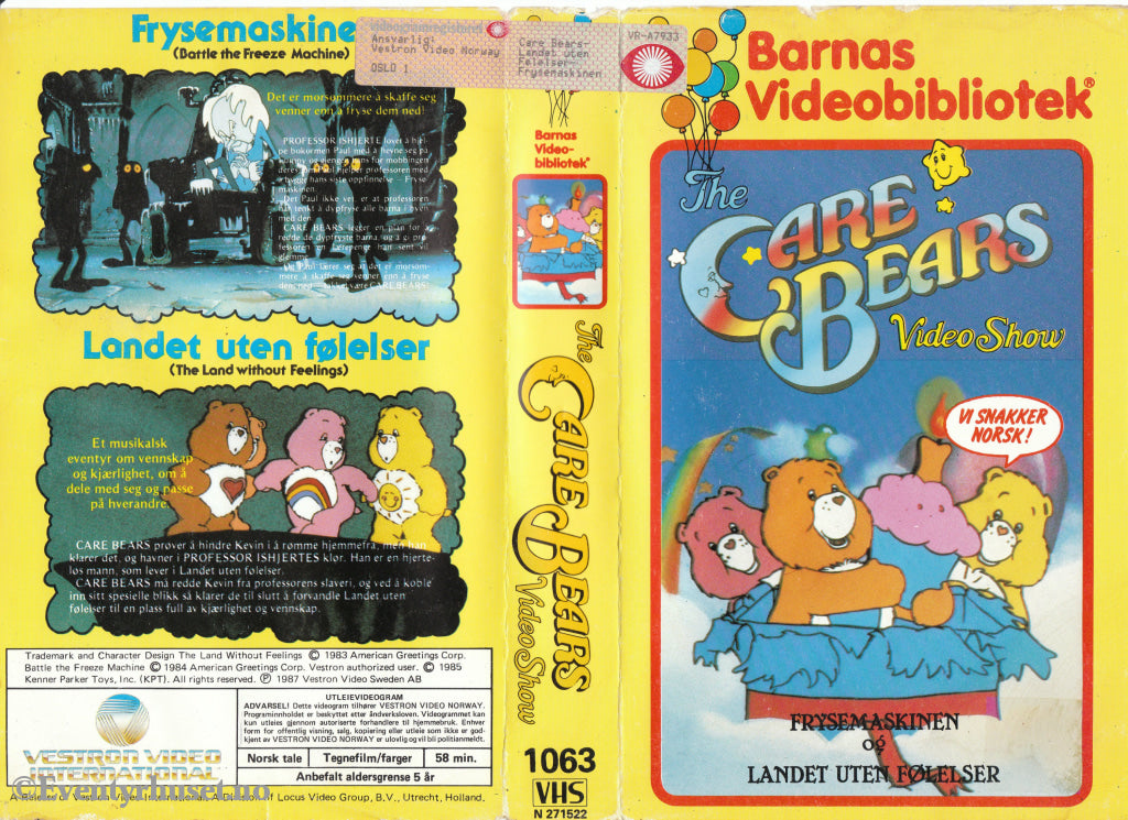 Download / Stream: Care Bears Video Show - Frysemaskinen Mfl. 1983/87. Vhs Big Box. Norwegian