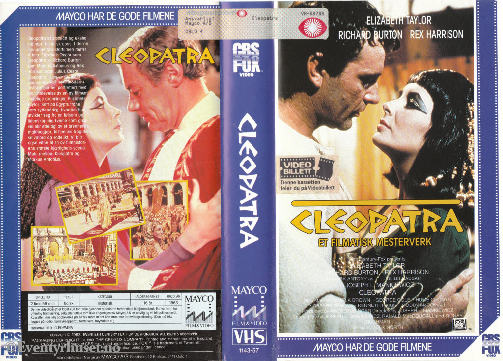 Download / Stream: Cleopatra. 1963. Vhs Big Box. Norwegian Subtitles.