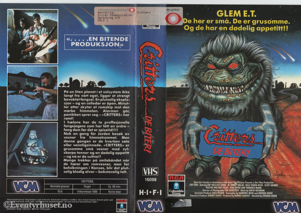 Download / Stream: Critters. 1988. VHS Big Box. Norwegian subtitles. VHS