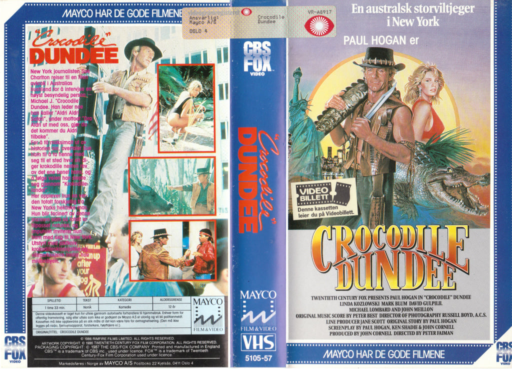 Download / Stream: Crocodile Dundee. 1986/87. Vhs Big Box. Norwegian Subtitles.
