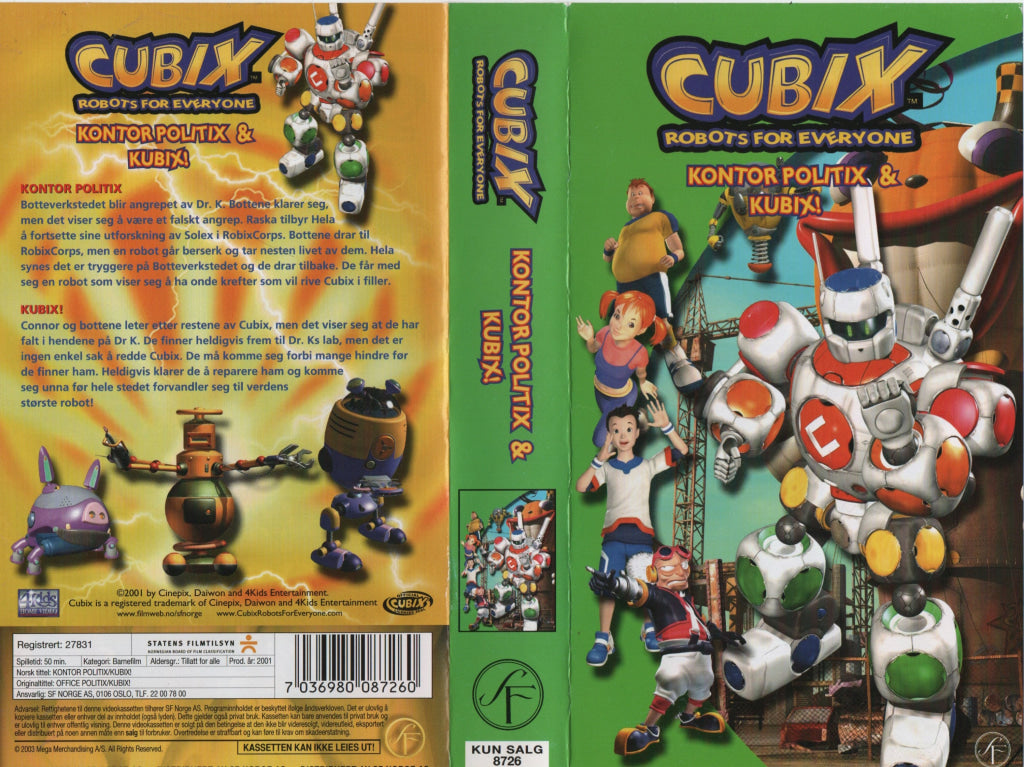 Download / Stream: Cubix. Kontor Politix & Kubix! 2001. VHS SB. Norwegian dubbing. VHS