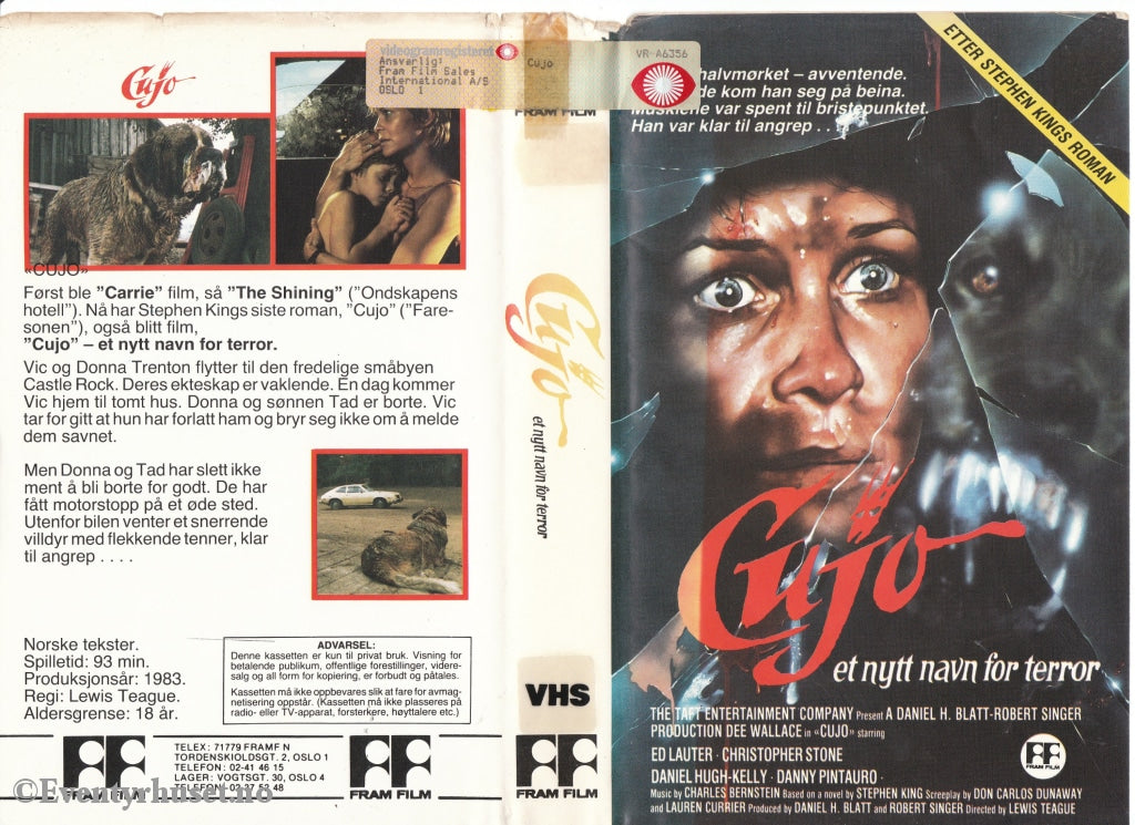 Download / Stream: Cujo. 1983. Vhs Big Box. Norwegian Subtitles.