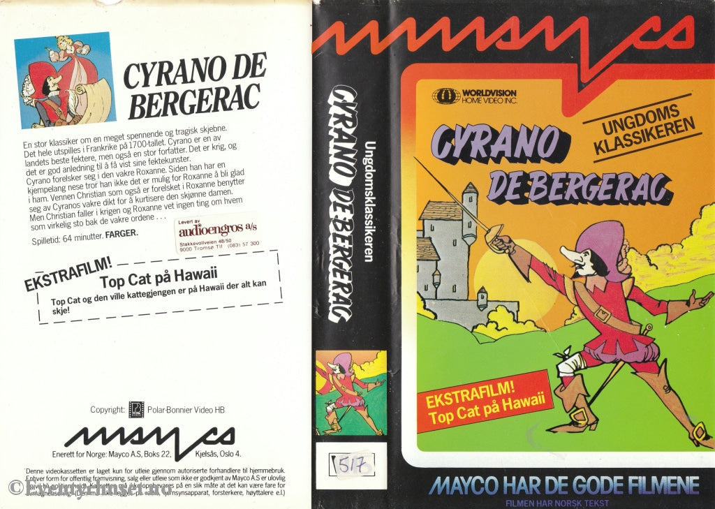 Download / Stream: Cyrano De Bergerac. Extrafilm: Top Cat På Hawaii. Vhs Big Box. Norwegian