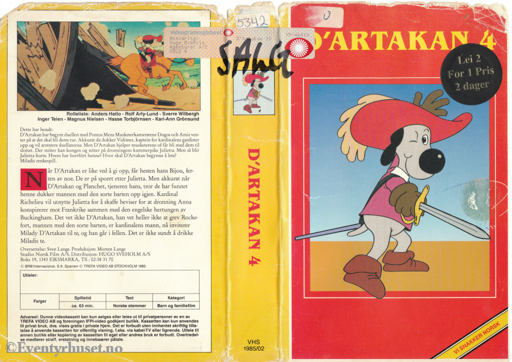 Download / Stream: D´artakan (Dogtanian And The Three Muskehounds). Vol. 4. Vhs Big Box. Norwegian