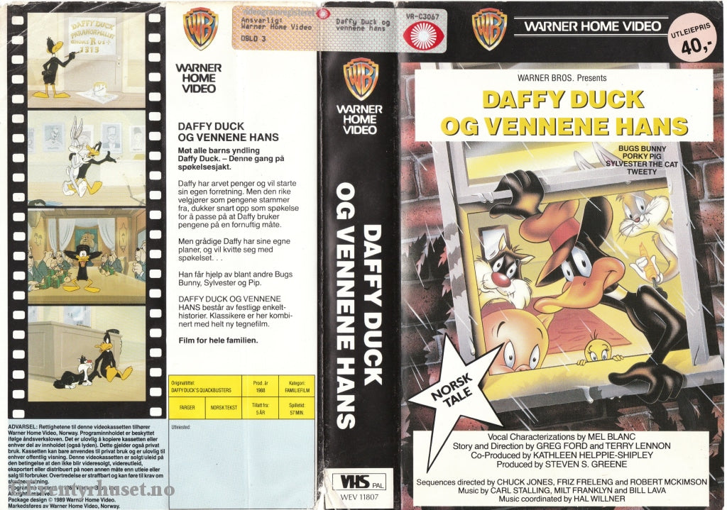 Download / Stream: Daffy Duck Og Vennene Hans. Vhs Big Box. 1988. Norwegian Dubbing.