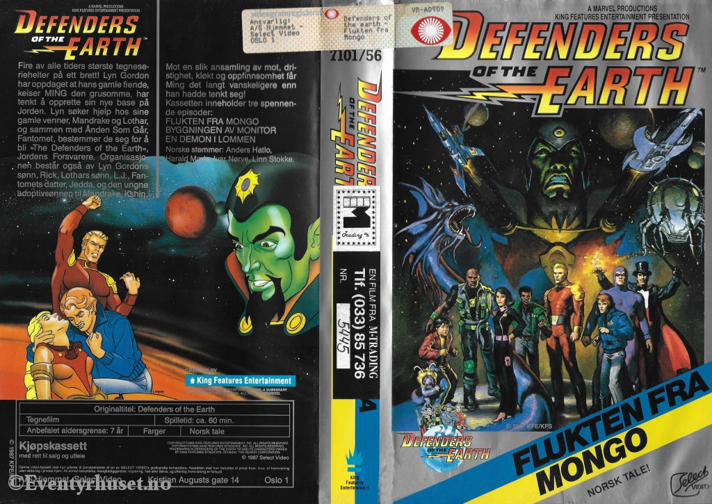 Download / Stream: Defenders Of The Earth - Flukten Fra Mongo. 1987. Vhs Big Box. Norwegian Dubbing.