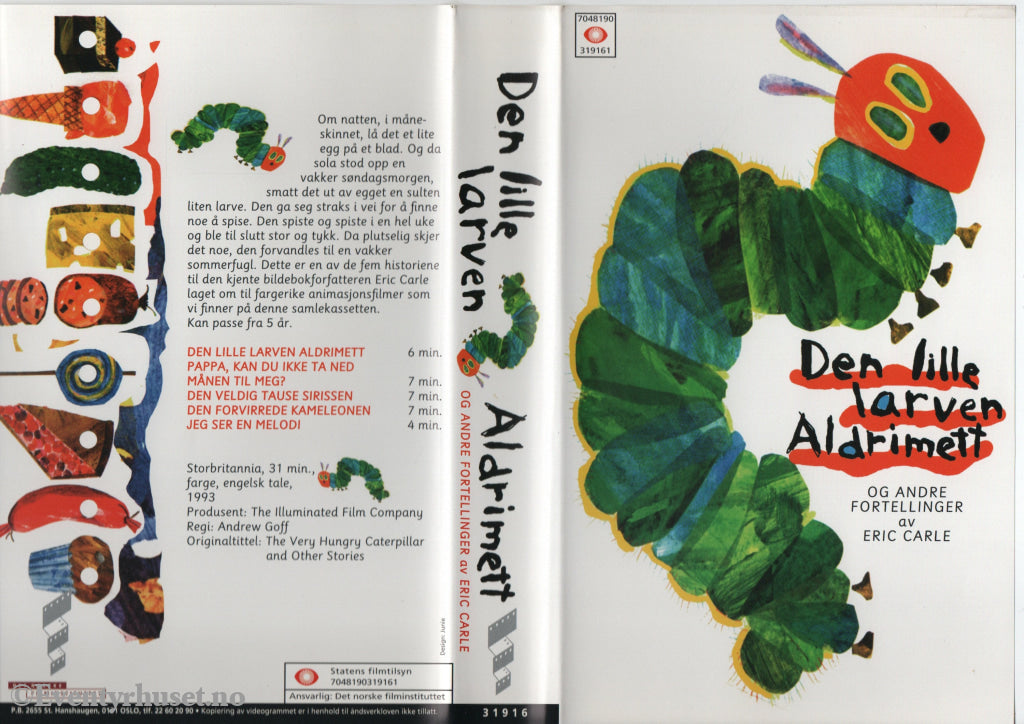 Download / Stream: Den lille larven Aldrimett. 1993. VHS Big Box. Norwegian distribution. VHS