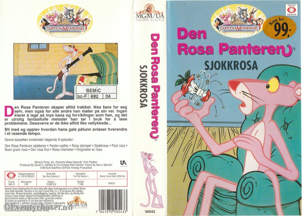 Download / Stream: Den Rosa Panteren. Vol. 4. Sjokkrosa. 1965-75. Vhs. Norwegian Distribution. Vhs