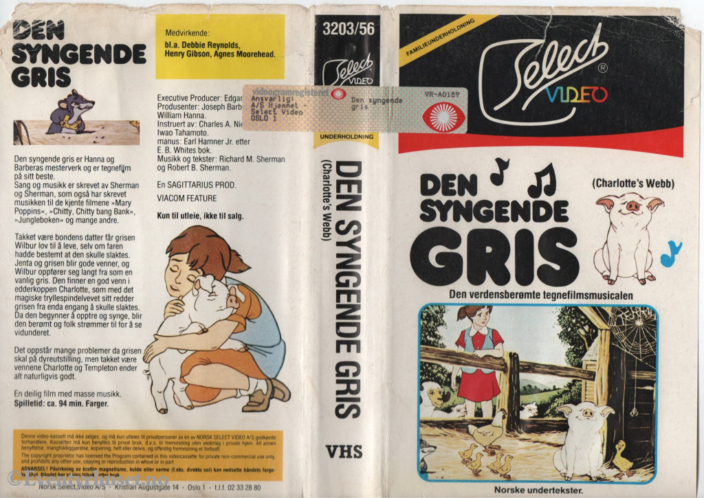 Download / Stream: Den syngende gris. VHS. Norwegian subtitles. VHS