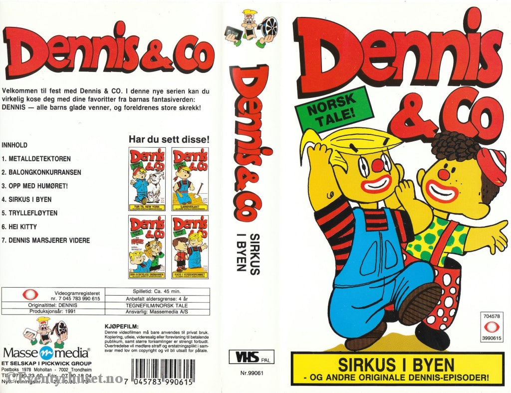 Download / Stream: Dennis & Co - Sirkus I Byen Mfl. 1991. Vhs. Norwegian Dubbing. Vhs