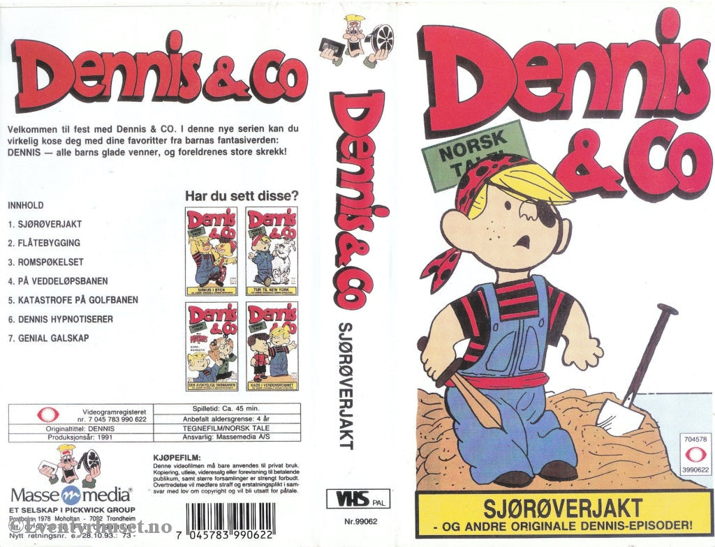 Download / Stream: Dennis & Co - Sjørøverjakt Mfl. 1991. Vhs. Norwegian Dubbing. Vhs